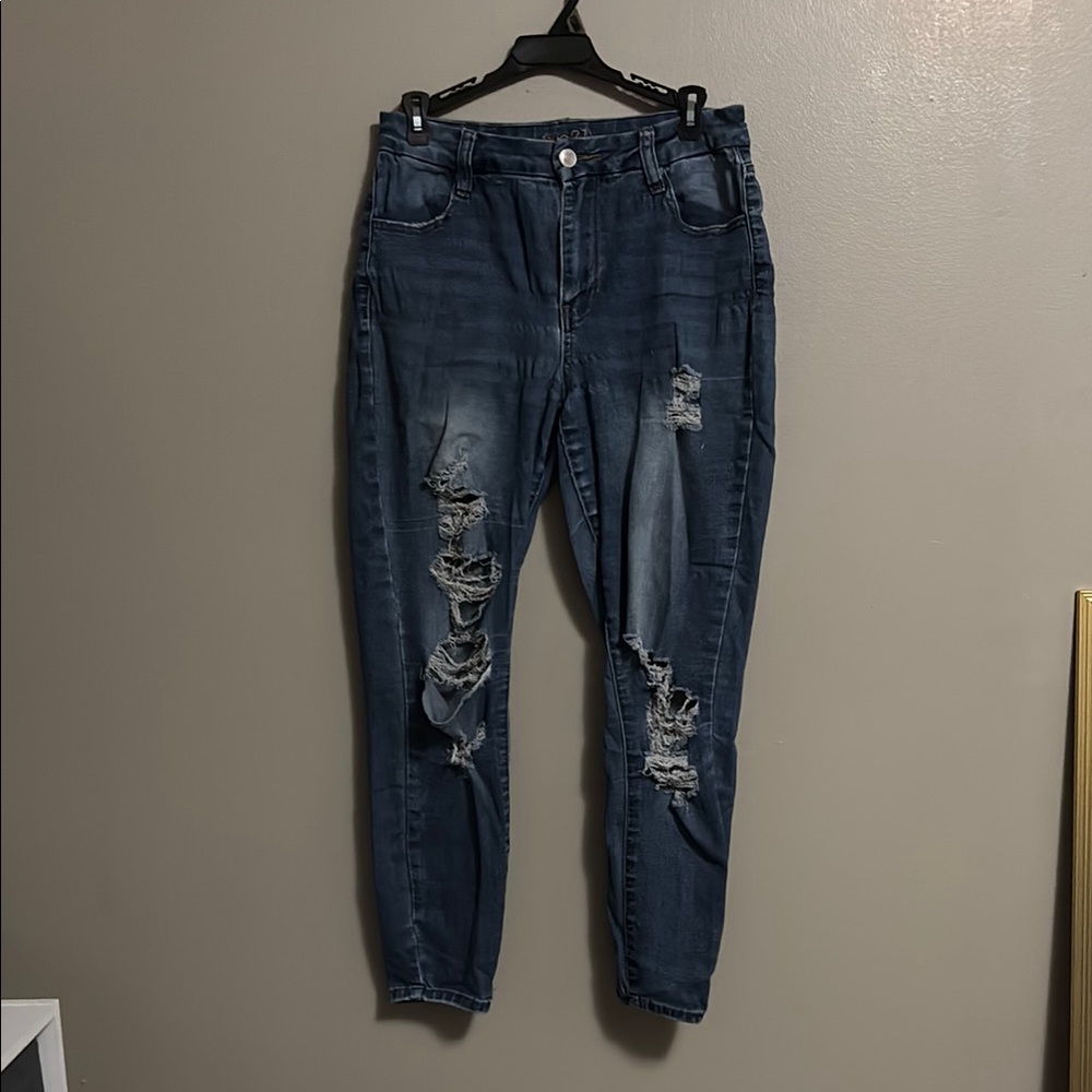 Distressed Blue Jeans